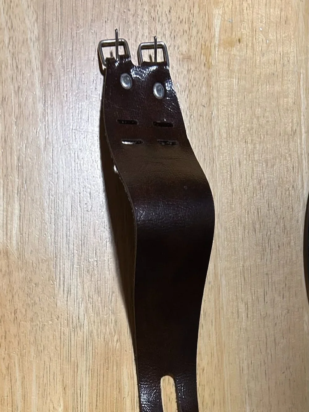 Mens Vintage Unbranded Dark Brown Leather Double Buckle Leather Cuff Bracelet